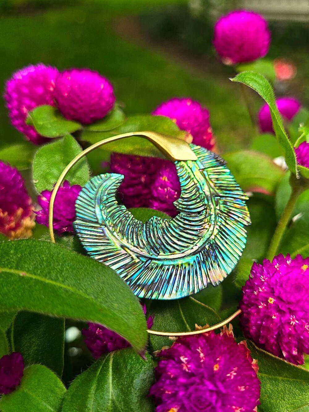 Abalone Sea Shell Hoop Earring (single)